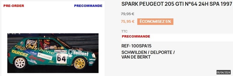(Spark 100SPA15 ) 205 GTI #64 Schwilden_Delporte_Van-de-Berkt - 24H Spa 1997.jpg